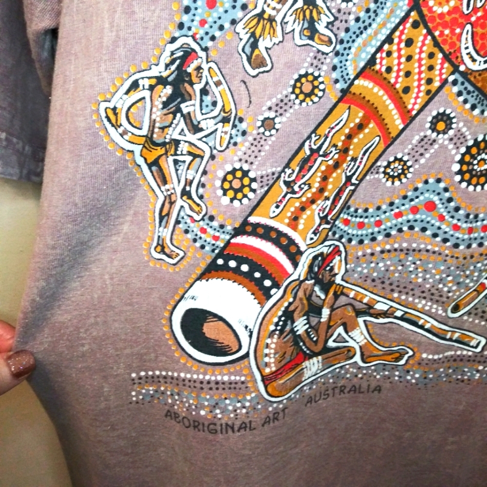 Vintage Danny Eastwood Aboriginal Art Australia "The Corroboree" Gooses T-Shirt - Picture 5 of 11